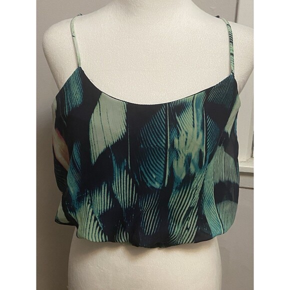 Love, Fire Tops - Women Sz Medium Peacock Sleeveless Satin Crop Top Y2K  Fairycore Teal Whimsy 90s